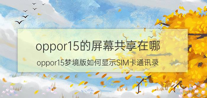 oppor15的屏幕共享在哪 oppor15梦境版如何显示SIM卡通讯录？